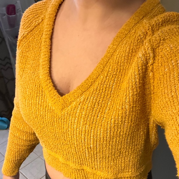 Free People Mustard Cropped Sweater - Picture 7 of 7